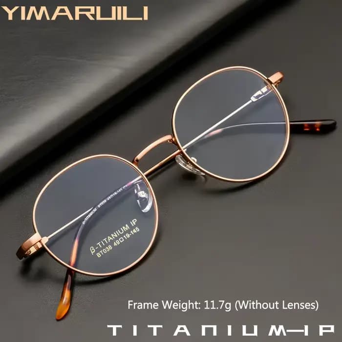 YIMARUILI rétro rond petit visage hommes et femmes titane lunettes cadre Ultra-léger Simple optique