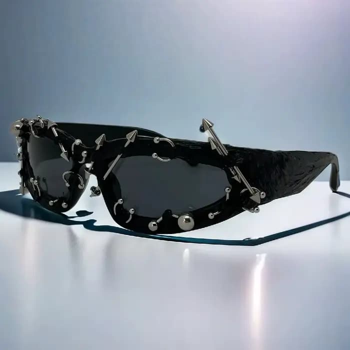 Lunettes de soleil à rivets personnalisées pour hommes et femmes, monture cloutée en métal rétro, un