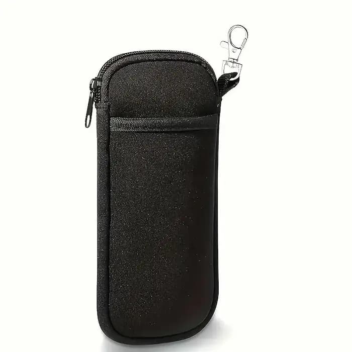 Étui à lunettes souple portable avec fermeture éclair et mousqueton