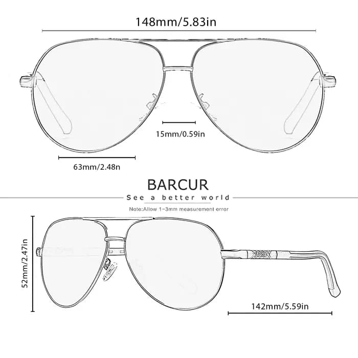 BARCUR Design lunettes de soleil polarisées pour hommes femmes dégradé lentille lunettes de soleil c