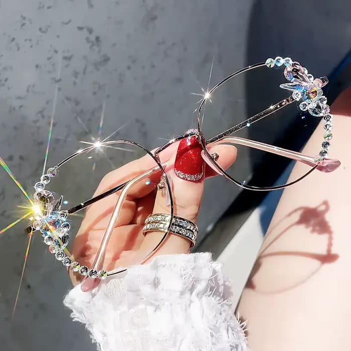 Lunettes carrées avec diamants brillants pour femmes