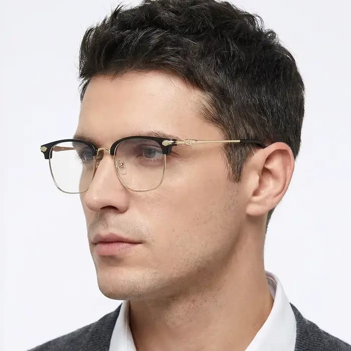 Mode Browline Anti-lumière bleue lunettes hommes femmes classique demi-monture