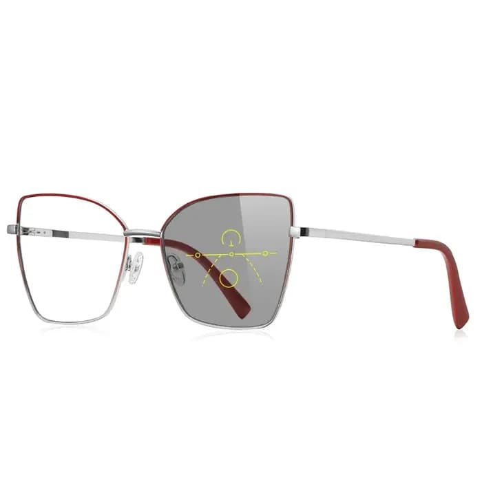 VICKI papillon grand cadre femmes multi-focus lunettes progressives mode Anti-lumière bleue personnalité
