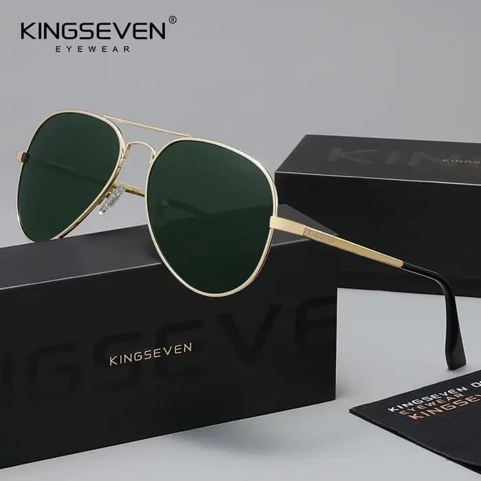 KINGSEVEN Lunettes de soleil polarisées UV400 en aluminium pour hommes, style aviateur, haute qualit