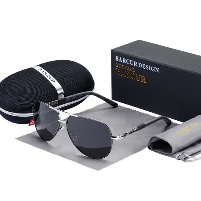 BARCUR Vintage lunettes de soleil en aluminium hommes revêtement polarisé