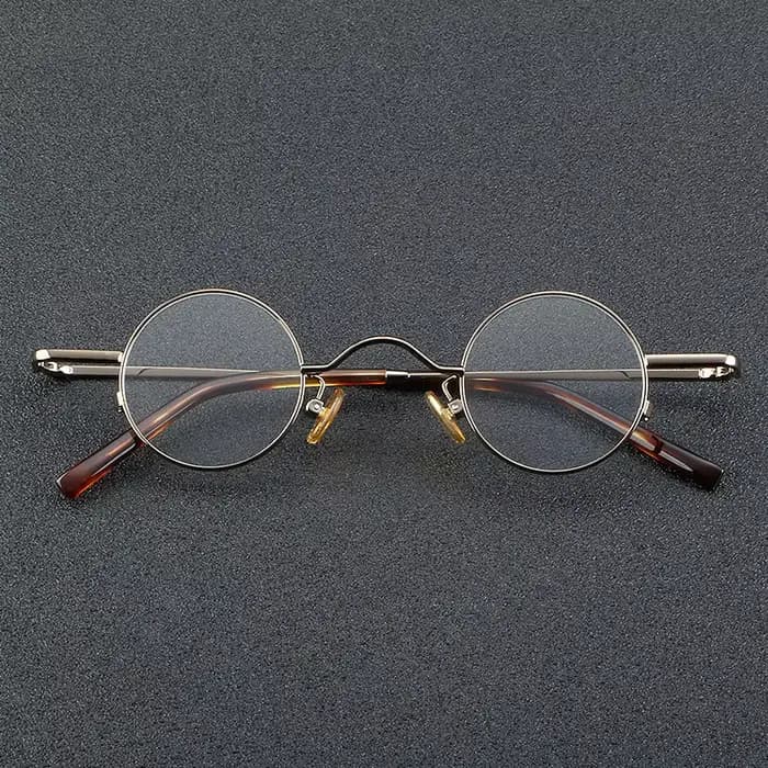 Lunettes rondes vintage en titane de 35mm, design japonais, légères avec verres clairs
