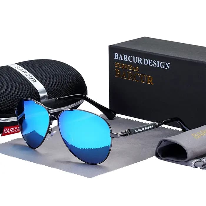 BARCUR Design titane alliage lunettes de soleil polarisées hommes