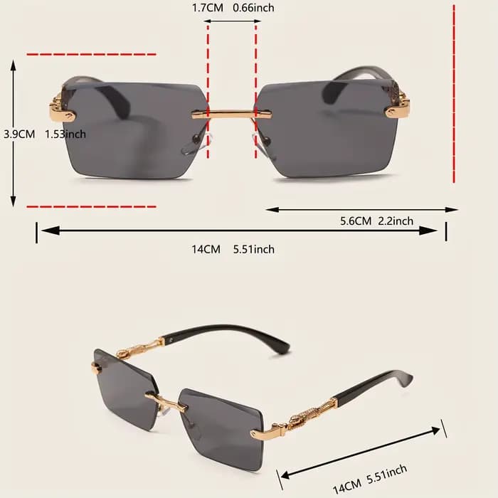 1pc lunettes de soleil sans monture Rectangle femmes hommes nuances petites