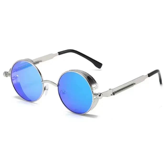Vintage Steampunk rouge lunettes de soleil hommes rond Punk alliage métal rétro