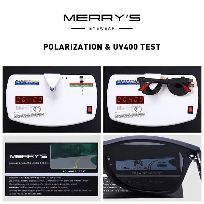 MERRYS DESIGN hommes femmes classique rétro Rivet lunettes de soleil polarisées conception plus légère cadre carré 100% Protection UV S8508