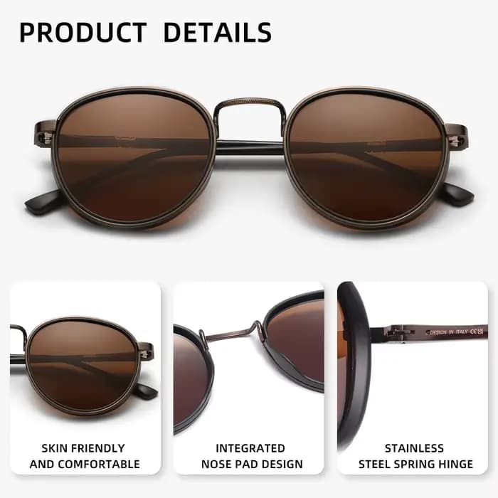 WIMN – lunettes de soleil polarisées à monture ronde pour hommes et femmes, de luxe, pour la conduit