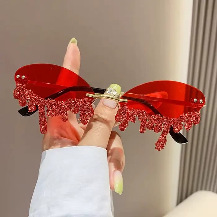 Lunettes de soleil sans monture en diamant pour femme