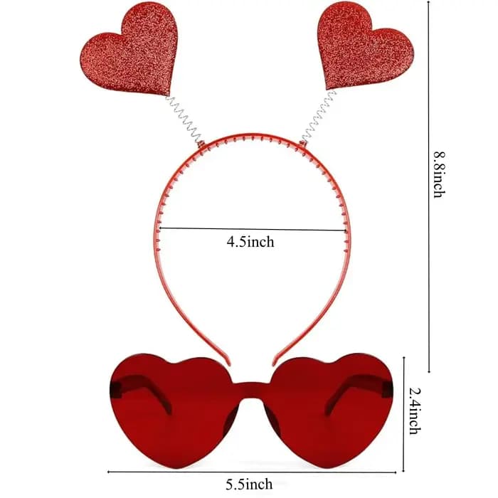 Ensemble de costumes bandeau et lunettes de soleil en forme de cœur pour la saint-valentin