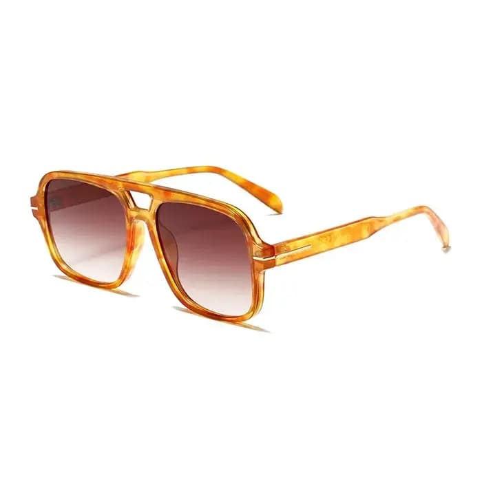Lunettes de soleil VAKA Double Bridge Square Aviator - UV400 Style Pilote Vintage