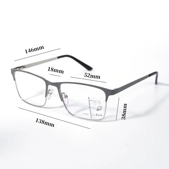 Lunettes de lecture progressives à monture grise pour hommes