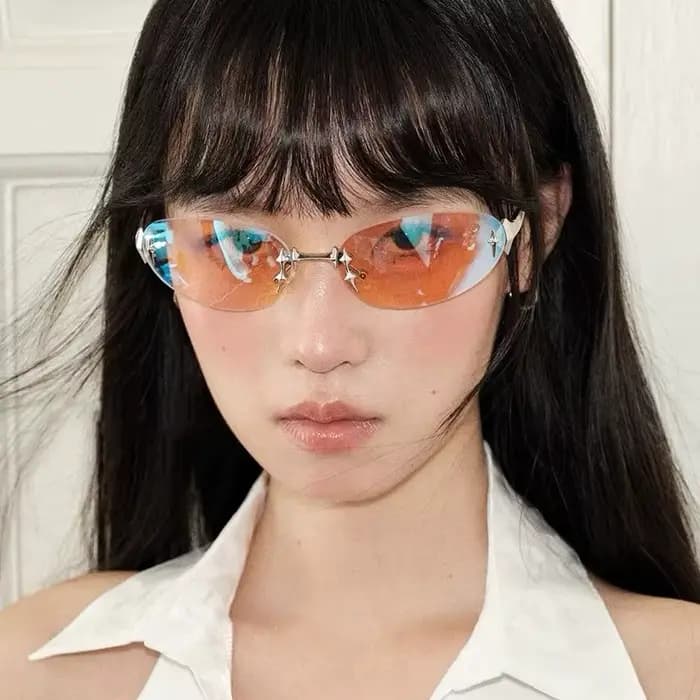 Lunettes de soleil ovales œil de chat sans cadre pour femmes