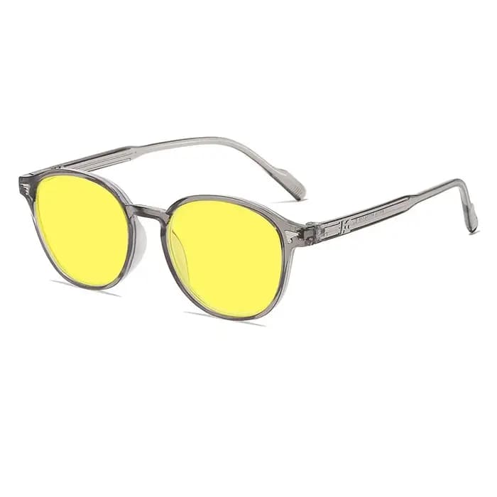 Lunettes de vision nocturne à monture ronde et verres jaunes pour hommes et femmes