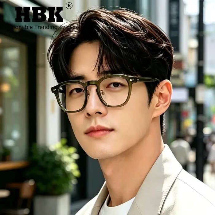HBK rétro ovale lunettes montures lentilles transparentes hommes haute qualité TR-90 cadre