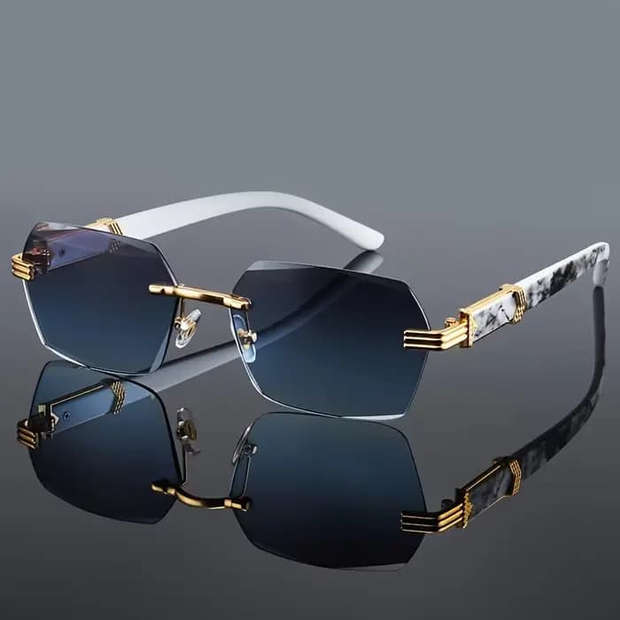 Lunettes de soleil sans bords pour hommes et femmes, à la mode, sans cadre, classiques, petits carré