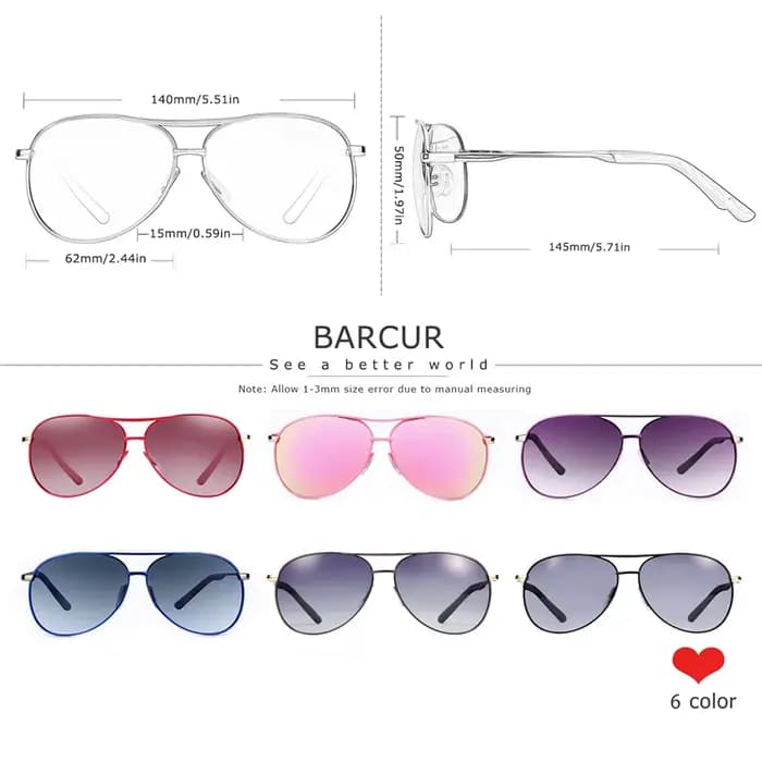 BARCUR – lunettes de soleil polarisées pour femmes, dernier dégradé, pilote, gafas oculos de sol mas