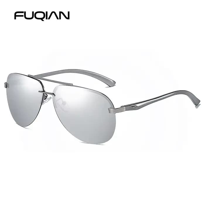 Lunettes de soleil polarisées pilote sans bords pour hommes et femmes, lunettes de soleil en alumini