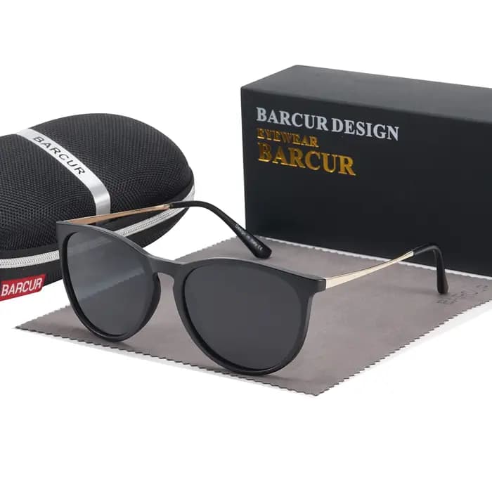 BARCUR Design classique lunettes de soleil pour hommes mode lentille polarisée en plastique titane cadre rétro femmes