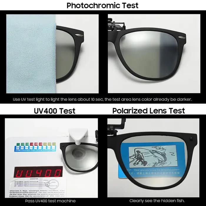 VIVIBEE Lunettes de soleil polarisées photochromiques à clipser pour hommes et femmes, lunettes de s