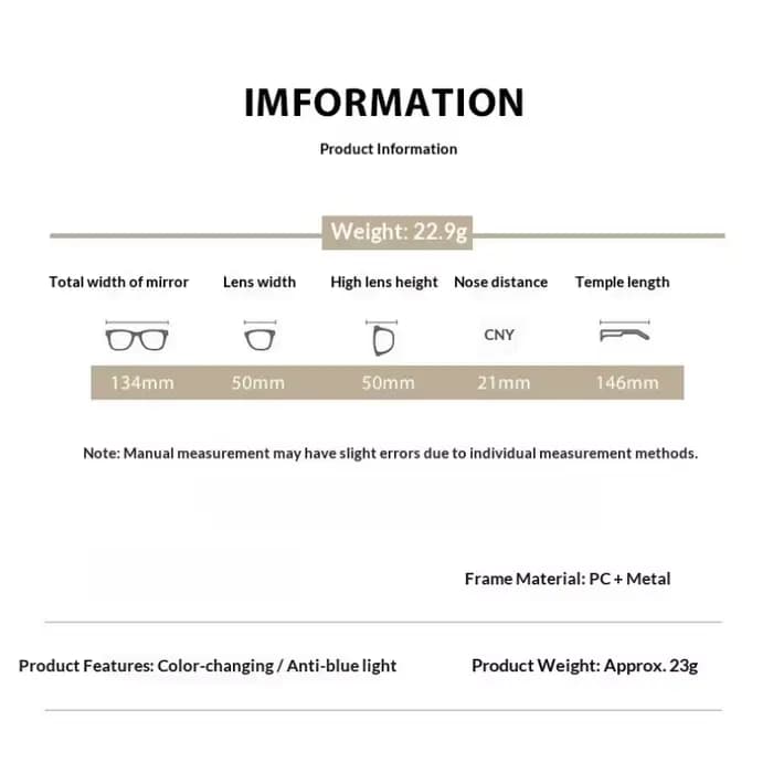 Lunettes de myopie avec lentilles qui peuvent changer de couleur sous les yeux