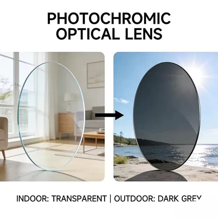 Une paire de lentilles optiques photochromiques multifocales progressives en résine CR-39