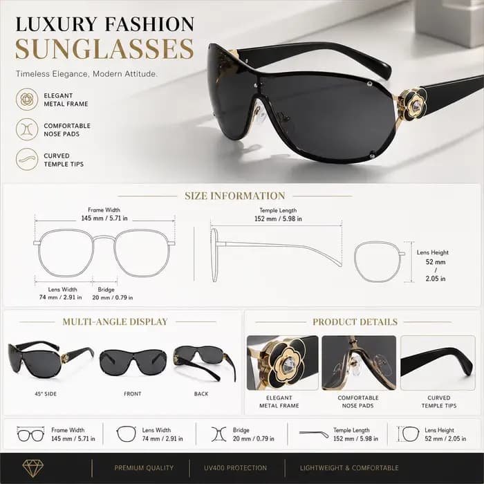 Lunettes de soleil Y2K surdimensionnées tendance pour femmes et hommes