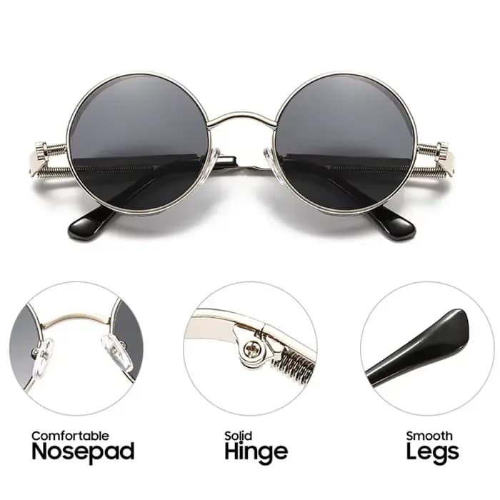 VIVIBEE Lunettes de soleil Steampunk rouges vintage pour hommes