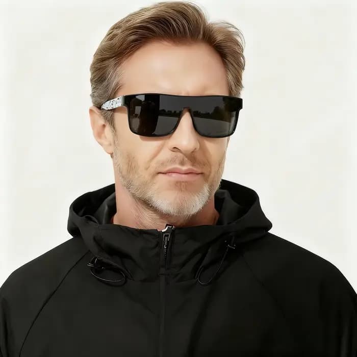 Lunettes de soleil carrées classiques à la mode, 2 pièces, branches à motifs, UV400 unisexe pour le