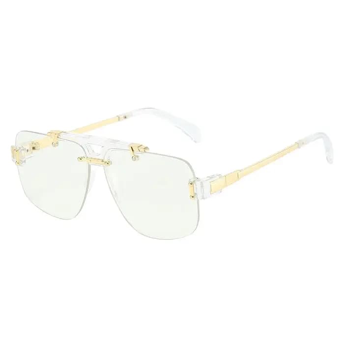 Y2k demi-monture pilote lunettes de soleil femmes pour hommes 2025 Vintage surdimensionné Punk métal marque de luxe