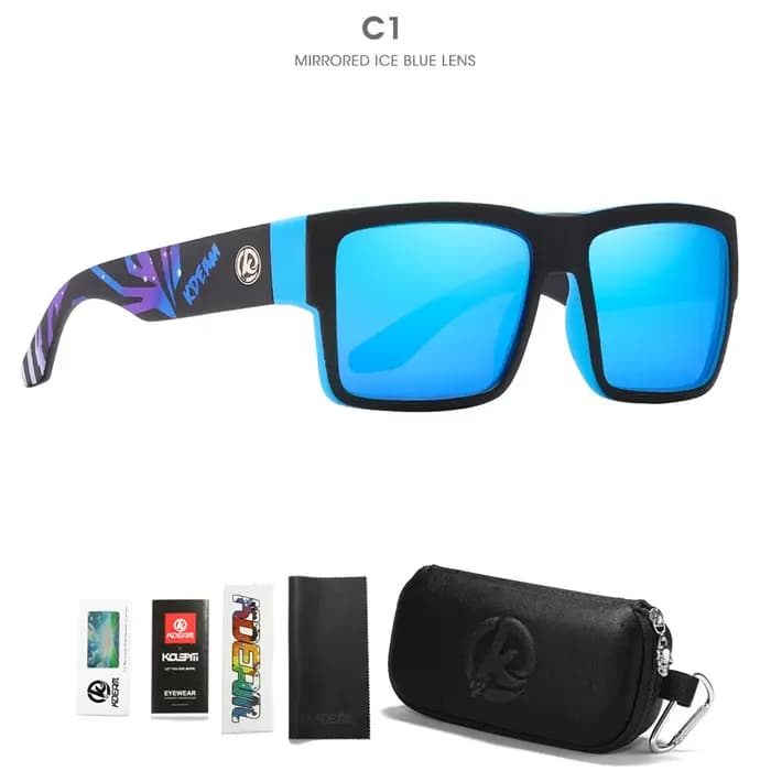 KDEAM toutes les lunettes de soleil polarisées noires unisexe lentille polarisante de forme carrée