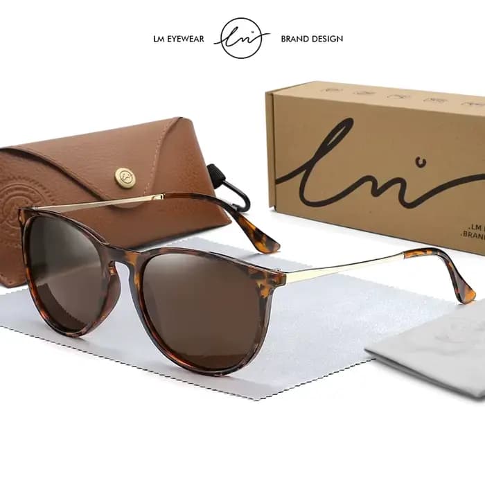 LM Vintage léopard cadre femmes lunettes de soleil polarisées mode hommes lunettes de soleil nuances