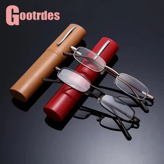 Lunettes de lecture minces avec étui tubulaire pour hommes et femmes