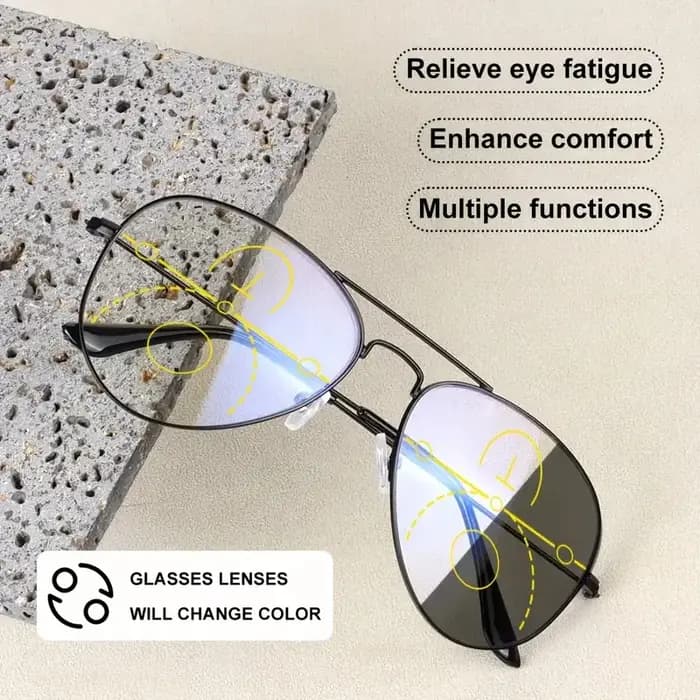Lunettes de lecture multifocales photochromiques de style décontracté pour hommes