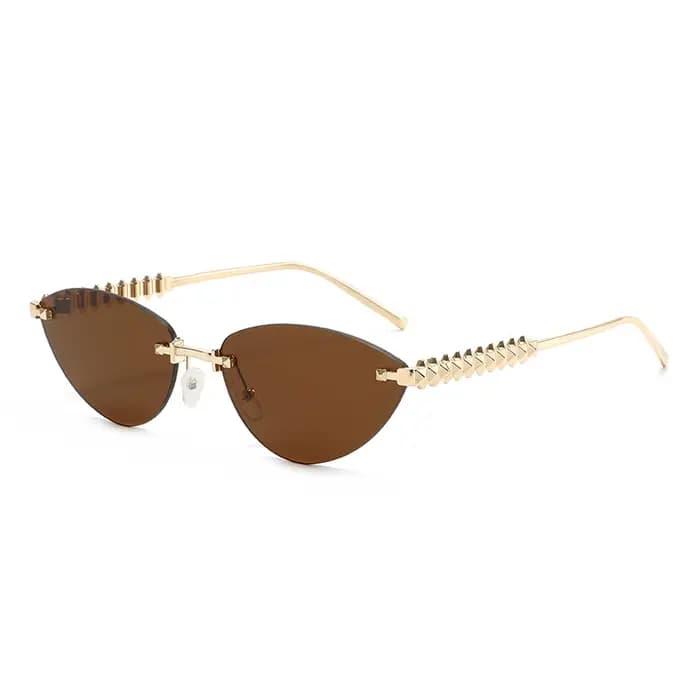 Lunettes de soleil œil-de-chat sans monture pour femme