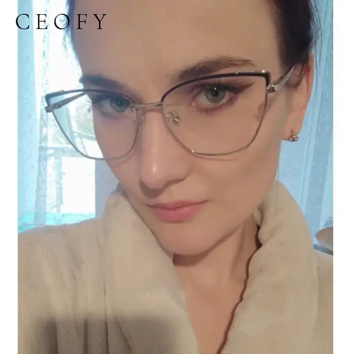 CEOFY lunettes de soleil polarisées rétro en métal oeil de chat femmes mode optique myopie montures de lunettes cadre de Prescription avec Clip