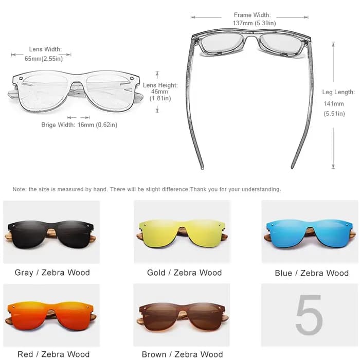 KINGSEVEN 2024 Lunettes de soleil carrées polarisées pour hommes et femmes, monture en bois zèbre, v