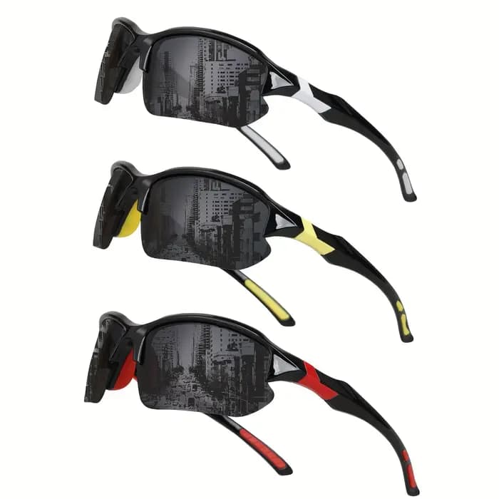3 pièces lunettes de sport polarisées pour hommes et femmes, lunettes coupe-vent décontractées en pl