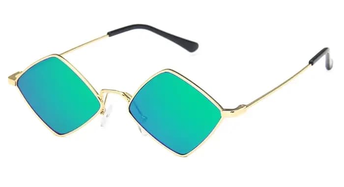 Hipster polygone femmes lunettes de soleil irrégulière Vintage petit cadre losange dames