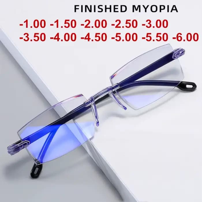 Lunettes de lecture 0 -1.0 à-4.0 myopie Glasse sans monture Anti lumière bleue hommes