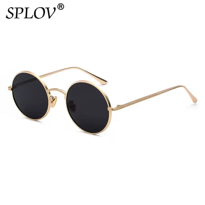 SPLOV rétro Style Punk hommes lunettes de soleil femmes Vintage rond cadre en métal lentille colorée