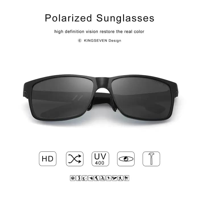 KINGSEVEN-Lunettes de soleil polarisées plein cadre pour hommes, matériau en aluminium, lunettes de