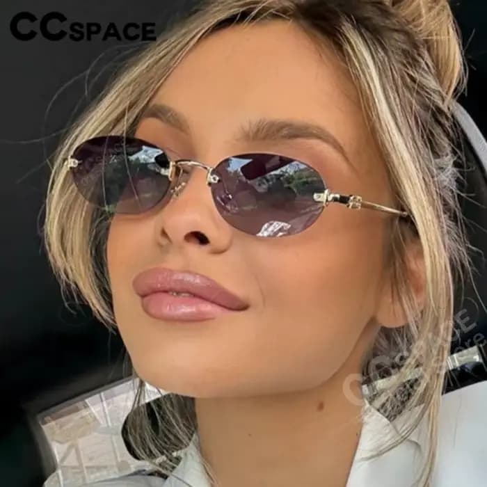 2025 nouvelles lunettes de soleil ovales sans cadre lettre M marques de Luxe