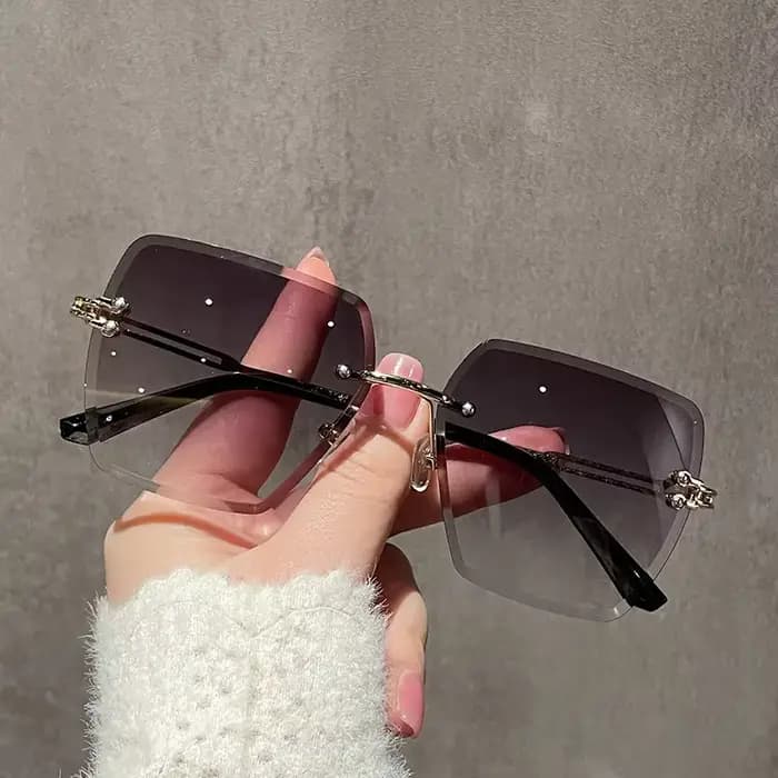 Lunettes de soleil oversize sans monture tendance 2026 pour femme – Design de marque de luxe célèbre