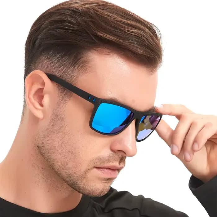 Classique Vintage motif à carreaux carré lunettes de soleil hommes femmes mode pêche conduite homme