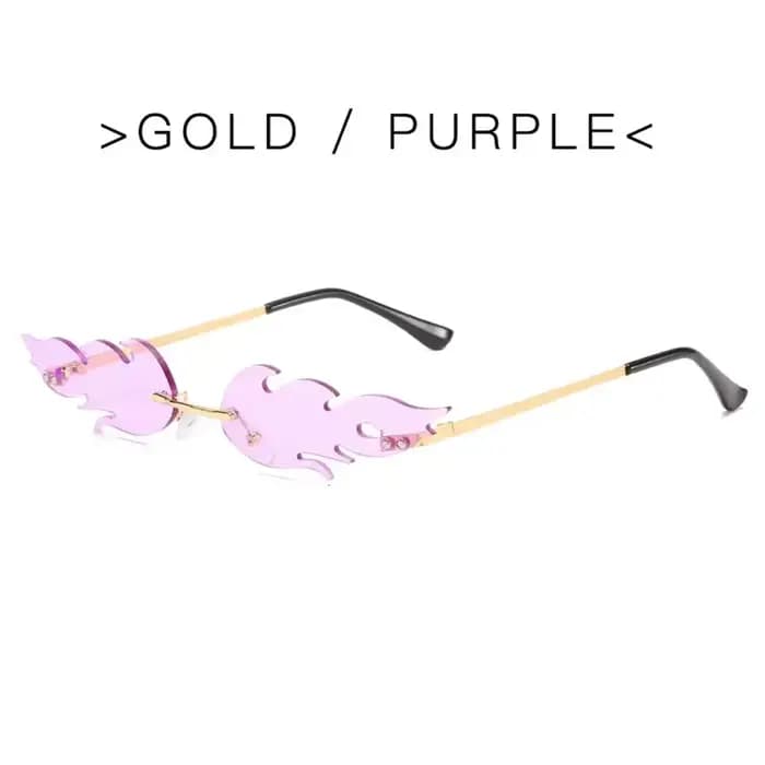 Lunettes de soleil flamme sans bords pour femmes, monture métallique UV400, cosplay, fête, streetwea