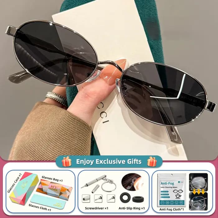 CLLOIO – lunettes de soleil vintage à monture ovale pour femmes